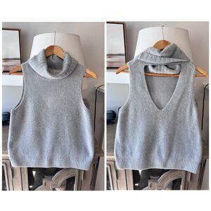 360 Cashmere Grey Turtleneck Tank Open Back Size Medium